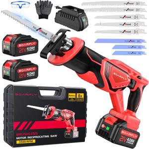 Cordless Reciprocating Saw 21V Brushless Motor with 2x4.0Ah Batteries, 3500 SPM High-Speed Cutting, 8 Premium Blades for Wood, Metal, PVC Pipe, Lightweight & Professional Power Tool