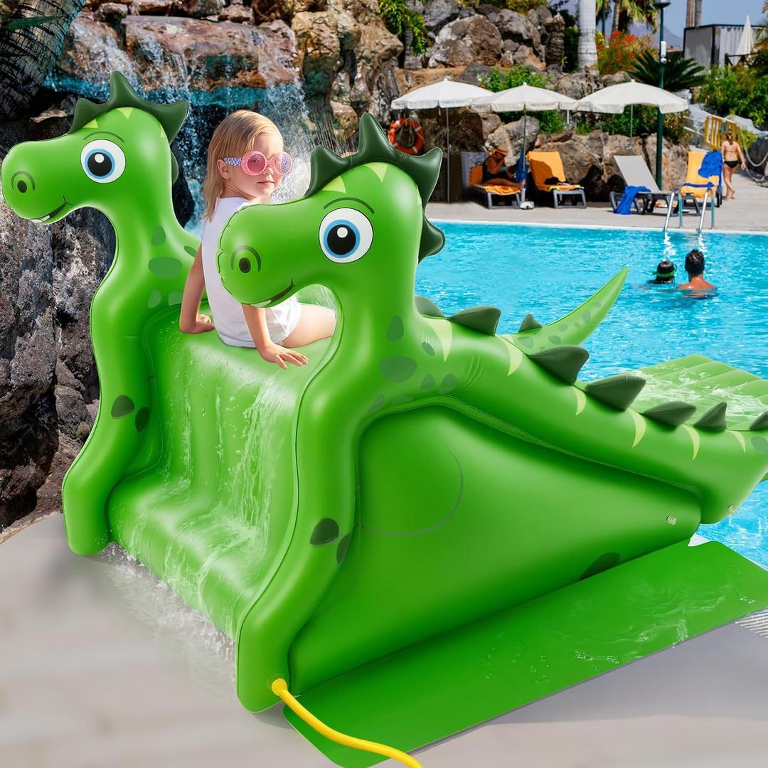 Seenelling 98 Inch Giant Inflatable Pool Slide for Kids & Adults, Swimming Pool Play Center Inflatable Water Slide for Inground Above Ground Pools, Summer Backyard Parties for Kids(Dinosaur,98 Inch)