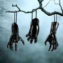 3 Pack Halloween Hanging Decorations Outdoor Spooky Reaching Hands Mounted Creepy Hands Farmhouse Rustic Horror Hand Hanging Decor for Yard Lawn Haunted House Party Decor