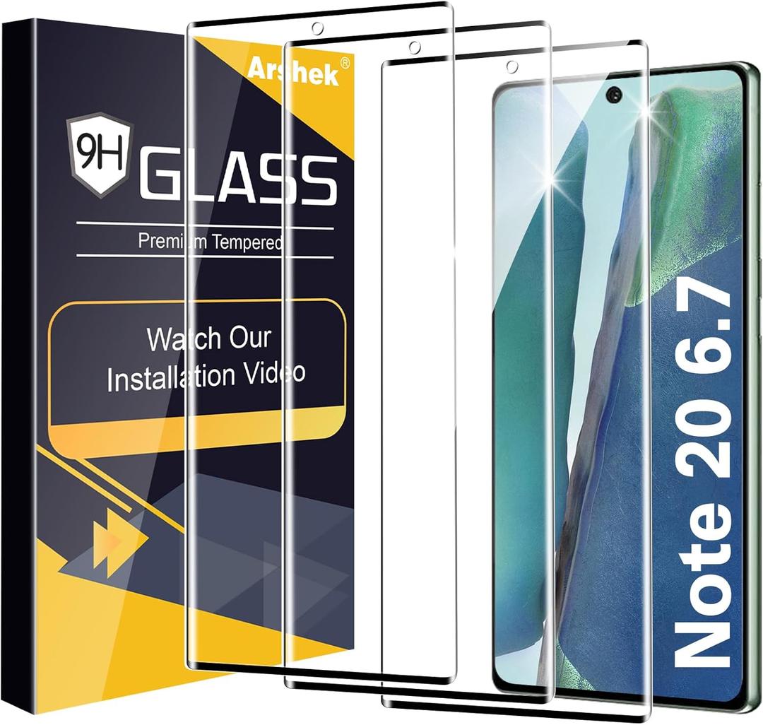 3 Pack Galaxy Note 20 Screen Protector, 9H Tempered Glass, Ultrasonic Fingerprint Support, 3D Curved,HD Clear Scratch Resistant for Samsung Note 20 Glass Screen Protector