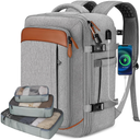 Vancropak Carry on Backpack, Flight Approved Travel Backpack with 3 Packing Cubes, Expandable Large 40L Travel Bag fits 17.3" Laptop, Anti Theft Luggage Suitcase Weekend Daypack for Women Men, Grey
