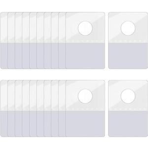 GSHLLO 200 Pcs 23 x 32mm Self Adhesive Hanging Tags Clear Sticky Display Tags Wall Hanging Sticky Tabs Round Hole Sticker Hang Tags Plastic Sticky Hangers for Store Retail