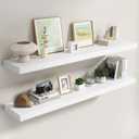 Dreamland 55 Inch White Floating Shelves for Wall,8 Inch Deep Floating Shelves,55" W x 8" D Wall Shelves for Bedroom,Living Room, Kitchen,Bathroom,Set of 2
