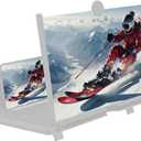 12 Inch Smartphone Screen Magnifier 3D HD Foldable Phone Stand with Adjustable Angle, Suitable for Movies, Videos, and Games,Supports All Smartphones. (White)