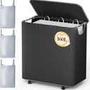 LAMU 160L Laundry Hamper with Wheels, Black Rolling Laundry Basket with Lid and 3 Removable Laundry Bag, Large Capacity 3 Section Dirty Clothes Hampers for Laundry Room, Bedroom, Bathroom, Dorm