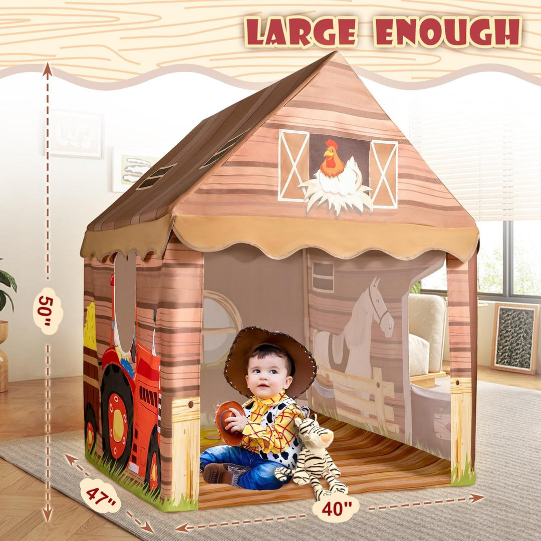 Farm Kids Tent with Mat, Boys and Girls Play Tent Indoor 