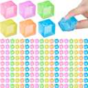 Simgoing 150 Pcs Mini Ice Cube Stress Balls Fidget Toys Bulk Squeeze Square Ball Sensory Toys Stress Relief Ice Cube for Small Prize Birthday Party Favor Bags Box Filling, 6 Colors