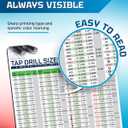 Magnetic Tap Drill Recommendations Chart 6" x 9" | SAE & ISO Drill Bit Sizes with Decimal Equivalents | Quick Reference for CNC Machinists Shop, Garage, Toolbox | Made in Canada | Useful Magnets