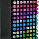 SANFURNEY Art Marker Storage Rack for 120 Markers, Watercolour Brushes Pens Color Pencils Organizer Holder for Desk, Black