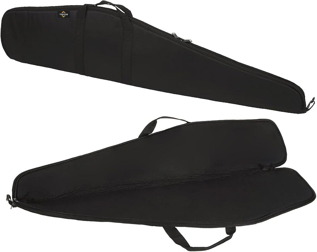 48" Water-Resistant Soft Rifle Case with Padded Liner, Tactical Shotgun Bag with Double Zipper Lock, Perfect for Hunting, Shooting Range, and Secure Storage (Black)