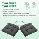 SQUARE MOON Chair Cushions for Dining Chairs, 3 Inch Thick Comfortable Kitchen Chair Pads, Dining Room Seat Cushions with Ties, Machine Washable, 17" x 16" x 3", 4/Pack, Dark Grey