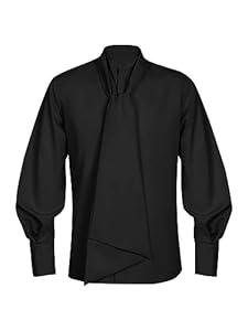 Bbalizko Mens Long Sleeve Button Down Tuxedo Shirts Casual Banded Collar Prom Wedding Party Shirt with Tie (Black) 