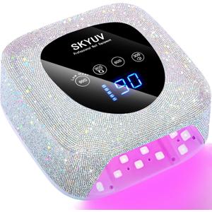 Rechargeable UV LED Nail Lamp, Cordless Nail Dryer for Gel Polish, UV Nail Lamp with 4 Timers Setting and LED Touch Screen, Professional Curing Lamp Light with 30 Beads for Salon and Home (Silvery)