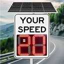 Solar Powered Radar Speed Sign 24x35in（60x90cm） LED Display Speed Detector Warning Sign for School Zone Parking Lot Road Safety Alert Driver Slow Down Speed Monitor (Yellow)