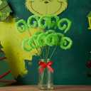 TBD 6Pcs Green Furry Christmas Ornaments Christmas Decorations Christmas Tree Toppers Picks, Green Fuzzy Plush Twigs, Bendable Tree Decor