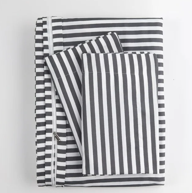 Nanko Striped King Size Duvet Cover Set, White and Grey Stripe Print Pattern 3 PCS - Microfiber Bedding Sets Comforter Cover Zip, Tie - Modern Farmhouse Style for Men and Women Teen, 100x90 Pillow Sham: 20x36