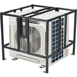 Heavy Duty Air Conditioner Cage, Adjustable Steel AC Security Cage for Outside Units, 29-51" Width 18/28/38" Height, Concrete Anchorable Rust-Resistant, Lockable AC Condenser Guard