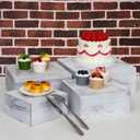 4 Pieces Wooden Cake Stands,Antique White Cupcake Stands for Display,12 inches Square Wooden crates,Wood Display risers for Wedding,Birthday Party,Christmas,etc. (Antique White)