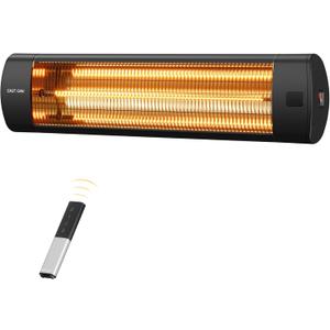 EAST OAK Electric Patio Heater | 1500W Wall Mounted Infrared Heater for Outdoor, Garage, Backyard, Restaurant | 24H Timer, IP65 Waterproof | 3 Heat Levels & Overheating Protection | Black