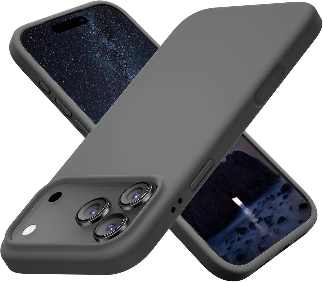 Cordking for iPhone 17 Pro Case, Silicone Ultra Slim Shockproof Protective Phone Case with [Soft Anti-Scratch Microfiber Lining], 6.3 inch, Space Gray