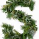 6 ft Artificial Christmas Pine Garland with Eucalyptus and Seeded Faux Greenery Mixed Pine and Eucalyptus Vines Garland Christmas Decorations for Holiday Mantle Fireplace Table Runner Centerpiece