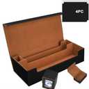 MTG Card Storage Box TCG Deck Case Holds Fits 5 Windows Decks Card Box Or 1800+ Sleeved Cards for MTG, YuGiOh, Uno, TCG, Trading Cards with Mat Case and Strong Magnet Closure (Black and Golden)