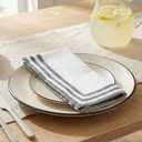 PurpleEssences Black and White Cloth Napkins - 18x18 Inch Set of 6-100% Cotton Elegant Hemstitch Dinner Napkins with 1.5" Stripe Edges, Durable, Washable - Spring Easter Summer Table Dcor