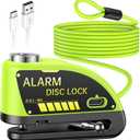 ONVIAN Rechargeable Motorcycle Lock with 6FT Steel Wire Anti-Theft Cable, for 7mm Pin Ebike Electric Scooter Motorcycle Helmet Wheel Disc Brake Lock (Lemon Yellow)