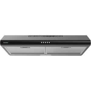 Comfee' Range Hood 30 inch, Under Cabinet Ducted/Ductless Convertible Slim Vent Hood, Durable Stainless Steel Kitchen Stove Hood, 3 Speed Exhaust Fan and 2 LED Lights Range Hood (Black)