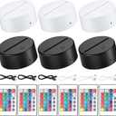 6 Pieces 3D Night LED Light Lamp Base 16 Colors LED Display Base with Remote Control and USB Cable, Christmas Light Lamp Display Acrylic for Restaurant Shop(Small,White, Black)