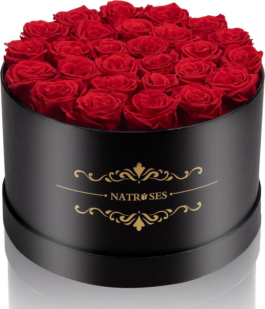 NATROSES Gifts for Her 27 Piece Forever Preserved Roses in a Box, Preserved Flowers for Delivery Birthday, Flowers Gifts for Mothers Day, Red