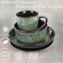 Dinnerware Sets(16Pcs) Serves for 4, Reactive Glaze Plates and Bowls Set with Mug,7.9"Small Plate,8.3"Salad Plate,5.5"bowl, Modern kitchen tableware,Microwave safe, Set No.4