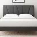 Zinus Full Maya Upholstered Bed Frame with Asymmetric Headboard, Durable Wooden Slats, Sturdy Framework, Noise Free Sleep, No Box Spring Needed, Easy Assembly, Eco Friendly Packaging, Dark Grey