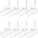 hykolity 10 Pack 4FT Linkable LED Utility Light Fixture, 4400lm, 42W, 5000K Daylight for Workshop, Garage, Hanging or Surface Mount, with Power Cord, ETL (White)