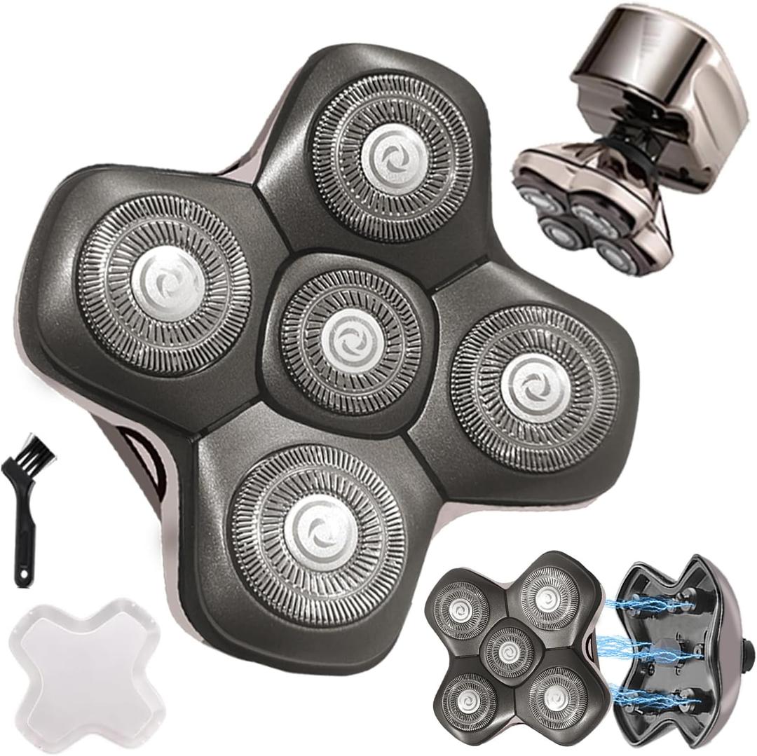 New Upgrade Head Shaver Replacement Heads for Skull Shaver Pitbull Platinum Pro Butterfly Kiss, and Palm Hypo-Allergenic Electric Razor (5d Silver)