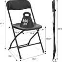 Folding Chairs 4 Pack, Plastic Folding Chairs for Outside, Heavy Duty Foldable Chairs, Sturdy Metal Folding Chairs, 350 lbs Capacity, for Patio, Garden, Camping, Black