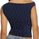 OMKAGI Women One Off Shoulder Y2K Tops Double Lined Slim Fit T Shirts Basic Tees (Blue, M)