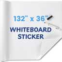 Whiteboard Sticker for Wall, 132" x 36" (11x3 FT) Peel and Stick Dry Erase White Board Roll, Stain-Proof Self-Adhesive Whiteboard Paper for Home, Office, Classroom