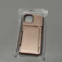 for iPhone 15 Case with Card Holder [Max 5 Cards] Heavy Duty Protective Shockproof Case Dual Layer Hidden Sliding Card Slot Wallet Case for iPhone 15 Phone Case Women&Men 6.1'' Rose Gold