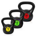 HULKFIT Kettlebell Sets Wide Grip 3-Piece Kettlebells Exercise Fitness Weight Set, 45LB Set, Black