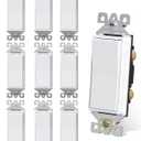 AIDA Light Switch Single Pole Light Switch Square Rocker Switch Decora Switches White, 15 Amp Self-grounding Electrical Light Switches, Residential Grade, UL Listed (10 Pack, Glossy White) (Without Wall Plate)