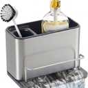 Kitchen Sink Organizer Stainless Steel, Stainless Steel Kitchen Sink Organizer, Compact Multi-Compartment Caddy for Sponges, Brushes & Cleaning Supplies, Rust-Resistant, Easy to Clean