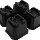 shouwuhho Bed Risers 4 inch, Furniture Risers Elevation in Heights 4 Inch Heavy Duty, Bed Lift Risers for Caster Wheels or Posts of Bed Table Couch, Support up to 6000 lbs, 4 Pack, Black