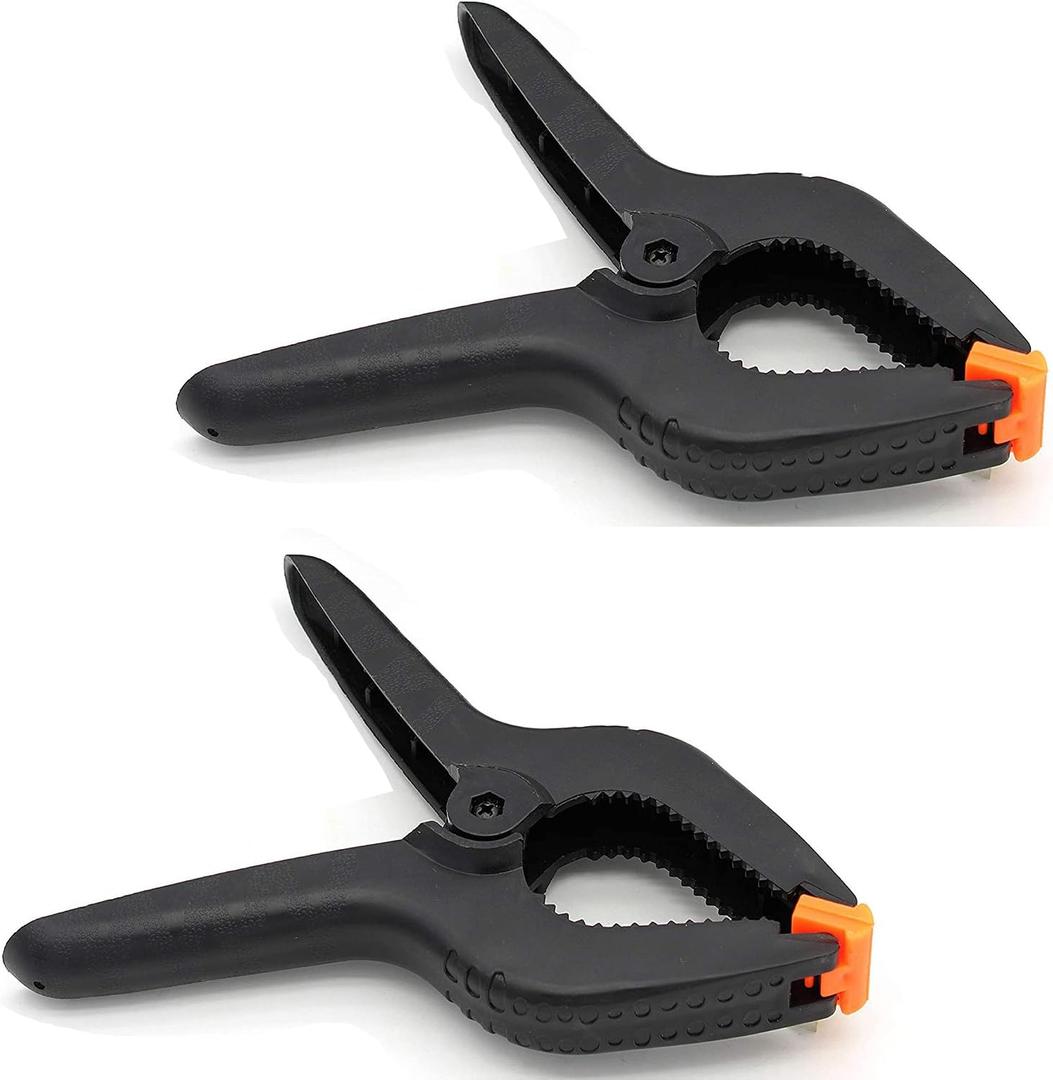 ONDY 2 Pack Of 9 Large Spring Clamps Heavy Duty Nylon Muslin Woodworking Clamps Photo Studio Backdrops Backgrounds Clamps Set, the Jaws Have a Maximum Opening of 4"