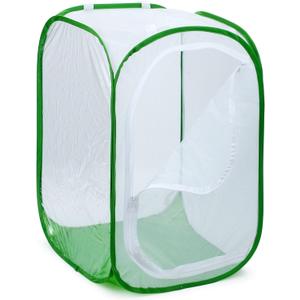 RESTCLOUD 36" Large Monarch Butterfly Habitat, Giant Collapsible Insect Mesh Cage Terrarium Pop-up 24 x 24 x 36 Inches (White with Green)