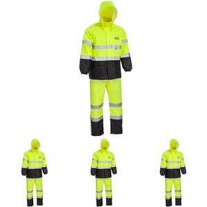 Boss Unisex High Visibility ANSI Class III Rain Suit Jacket and Bib, Water Resistant (Large)
