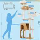 Hey-brother Wooden Cat Tree, Furniture Tower with Large Platforms, MPJ121WB | 69.7 inch, Modern Full Sisal Scratching Posts, Hammocks, Spacious Condo, Ladder, Brush, Water Proof Surface, Walnut