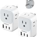 US to India Plug Adapter 2 Pack, TESSAN Type D Travel Adapter with 4 Outlets 3 USB (2 USB-C), Power Adaptor for US to India Nepal Maldives Pakistan Bangladesh Sri Lanka Bhutan Yemen (White-gray-Type D)