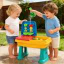 Kids Sand and Water Table, 2 in 1 Toddler Activity Table with Water Wheel & Sand Tools, Outdoor Indoor Sensory Play Sandbox Table for Toddlers, Summer Beach Water Toys for Boys Girls Age 3+, Large