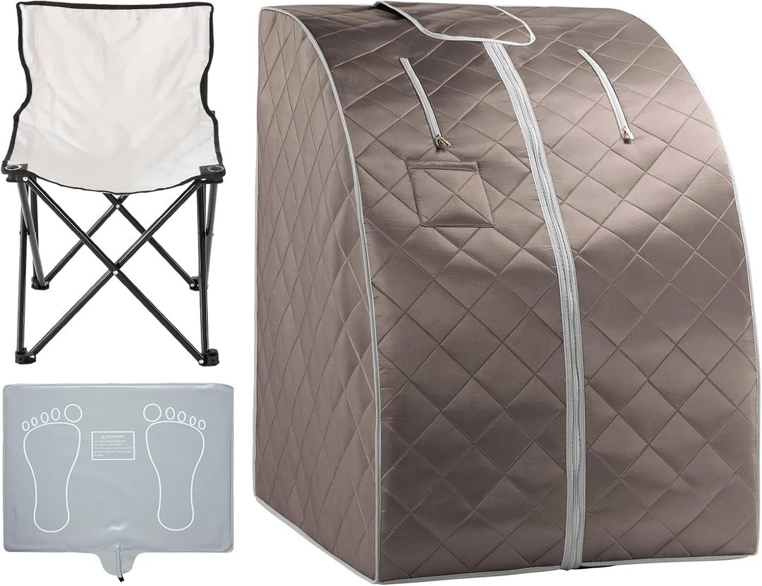 ZONEMEL Portable Far Infrared Sauna for Home, Personal Sauna for Relaxtion & Detox at Home, Full Body Sauna Tent with Heating Foot Pad, Folding Chair (L 27.6 x W 31.5 x H 37.8)